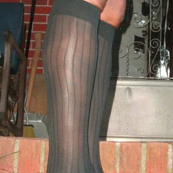 Mens Sheer Nylon OTC Thick N Thin Socks, TNT's Cap Toe and Heel, Black SZ 10-13 - Picture 3 of 16